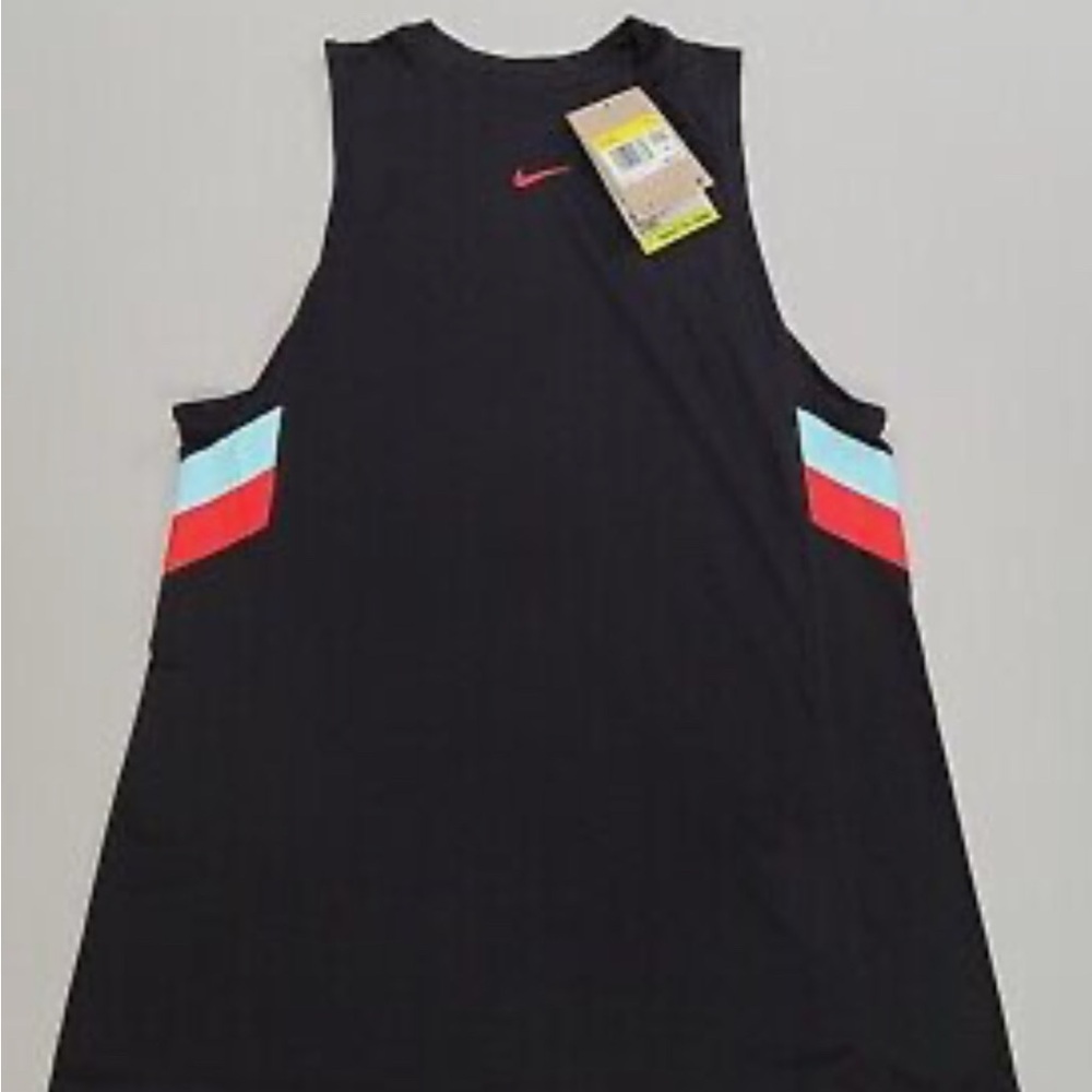 Nike Black Tank Top with Red and Blue Stripes